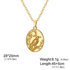 Skyrim Raven Crescent Moon Oval Pendant Necklace Stainless Steel Gothic Witchcraft Amulet Neck Chain for Men Women Jewelry Gift