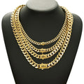 8mm-14mm Hip Hop Bling Gold Color Stainless Steel Cuban Miami Chains Necklaces Link Chain for Men Rapper Jewelry