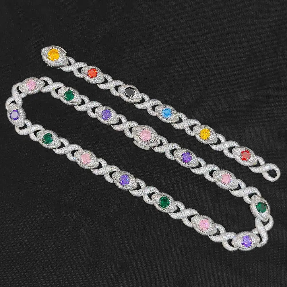 Iced Out Chain Necklace Colored Zircon 15MM
