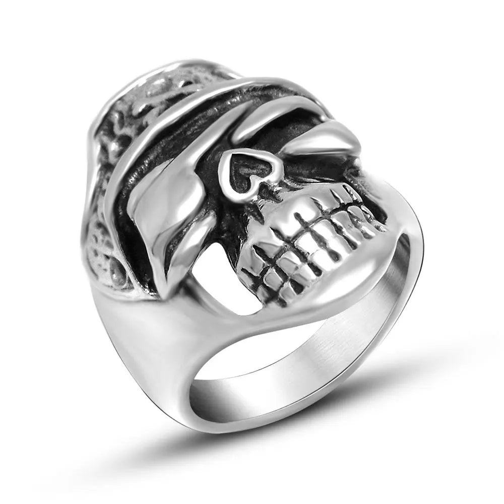 1Pcs European and American Style Non-Fading Stainless Steel Punk Fashion Personality Trendy Exaggerated Skull Men's