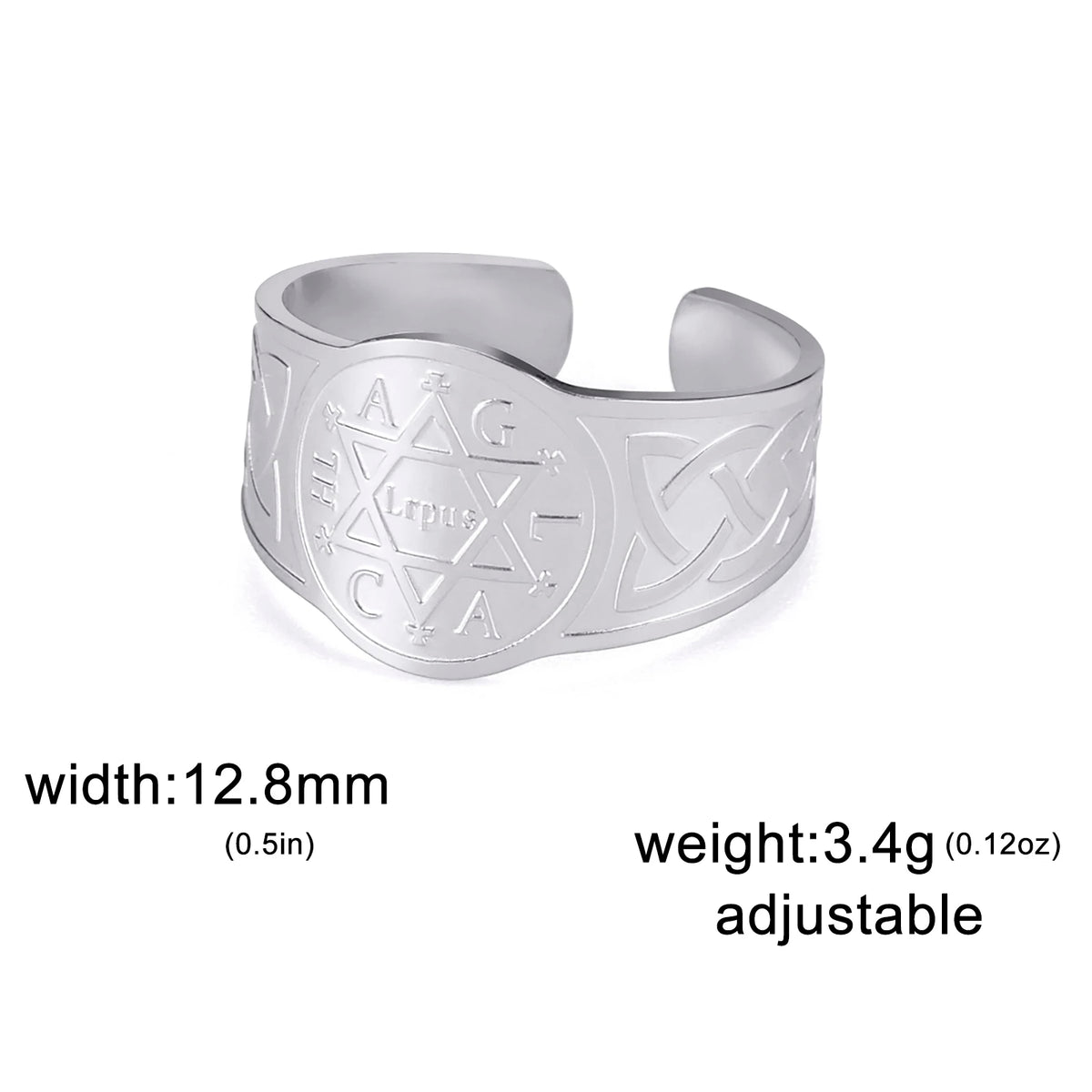 LIKGREAT Star of David Stainless Steel Ring for Men Women Vintage Celtics Knot Open Rings Amulet Wiccan Jewish Jewelry