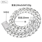 Iced Out Rhombus Cuban Link Chain Necklace 25mm — Two-Tone