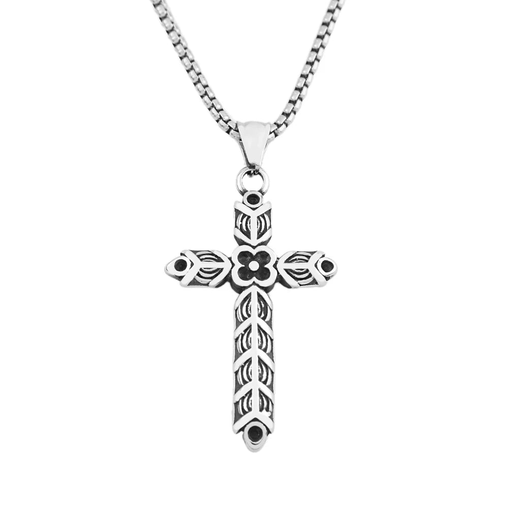 Gothic Cross Steel Pendant Vintage Rhombus Biker