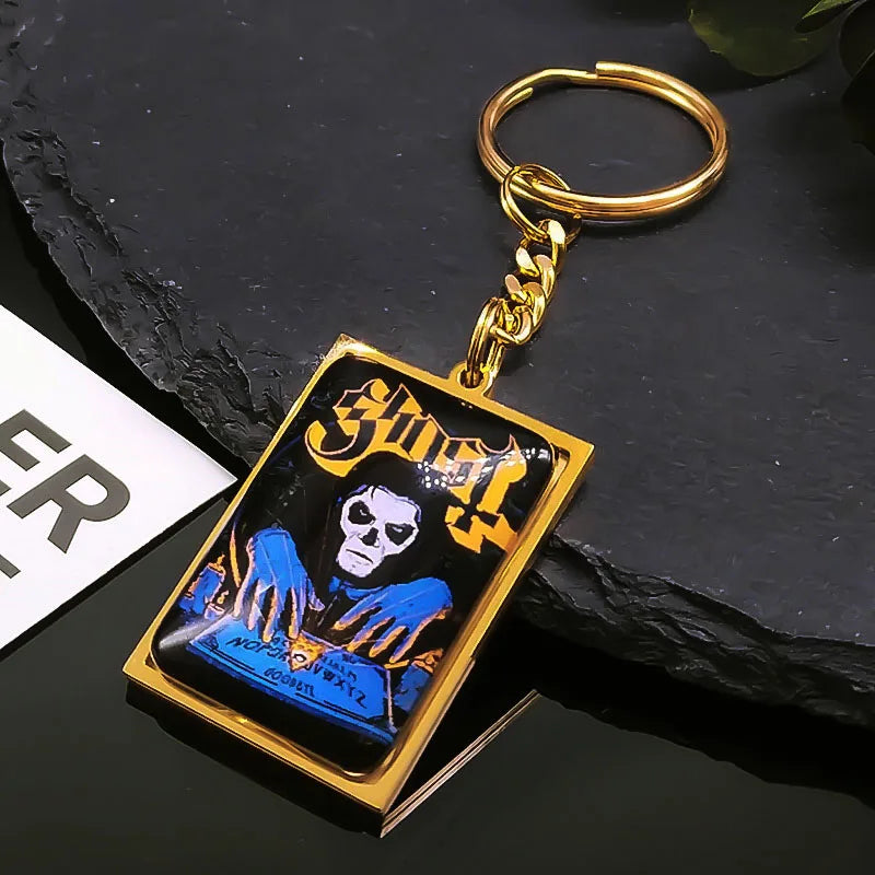 Ghost Band Pendant Keychain — Stainless Steel