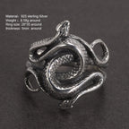 Real 925 Sterling Silver Snake Rings for Men Women TV Drama Natural Born Killers Retro Punk Fine Jewelry Best Gift For