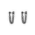 Black Steel Chain Stud Earrings Minimal