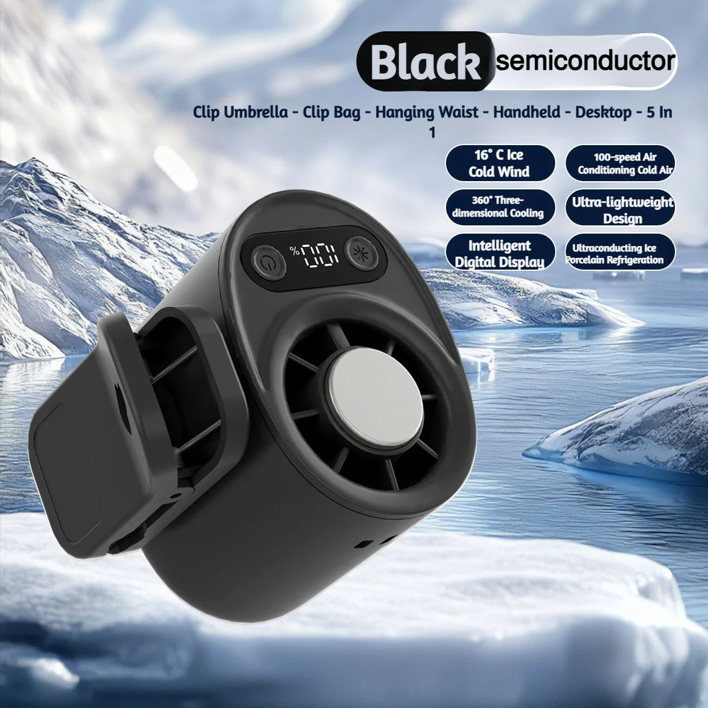 Semiconductor Cooling Clip on Fan Intelligent Digital Display 100 Adjustable Speeds Portable USB Desk Fan for Home