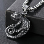 Gothic Chameleon Pendant Necklace for Men Biker — Stainless Steel
