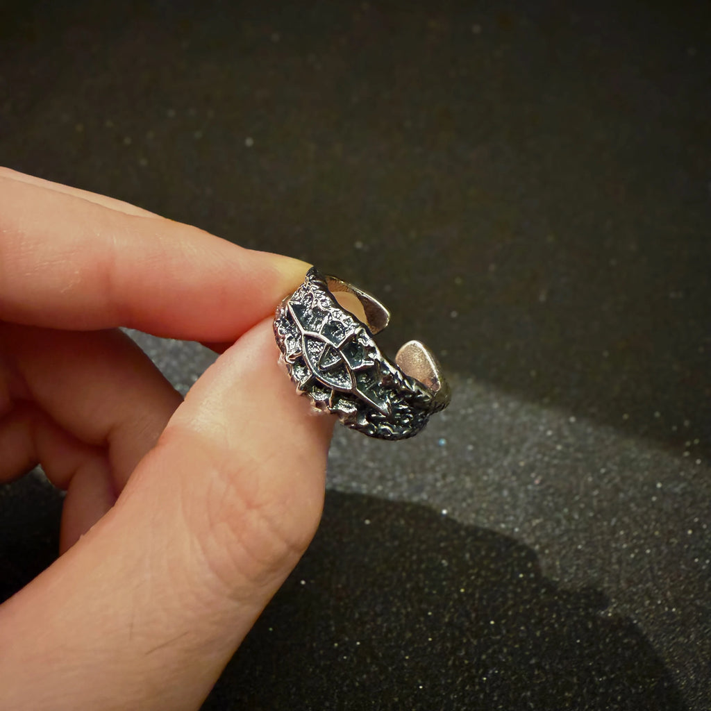 Gothic Eight Pointed Arrow Star Adjustable Open Ring