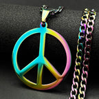 Peace Symbol Stainless Steel Chain Necklaces for Women Unisex Simple Silver Color Necklace Jewelry Women or Men Jewelry