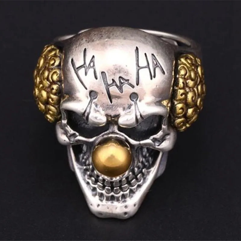 Jianjie Punk Bike Style Clown Skull Rings for Men Fashion Personality Halloween Gift Ring Accessories Trend