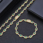 Tennis Chain Necklace Stainless Steel Green CZ