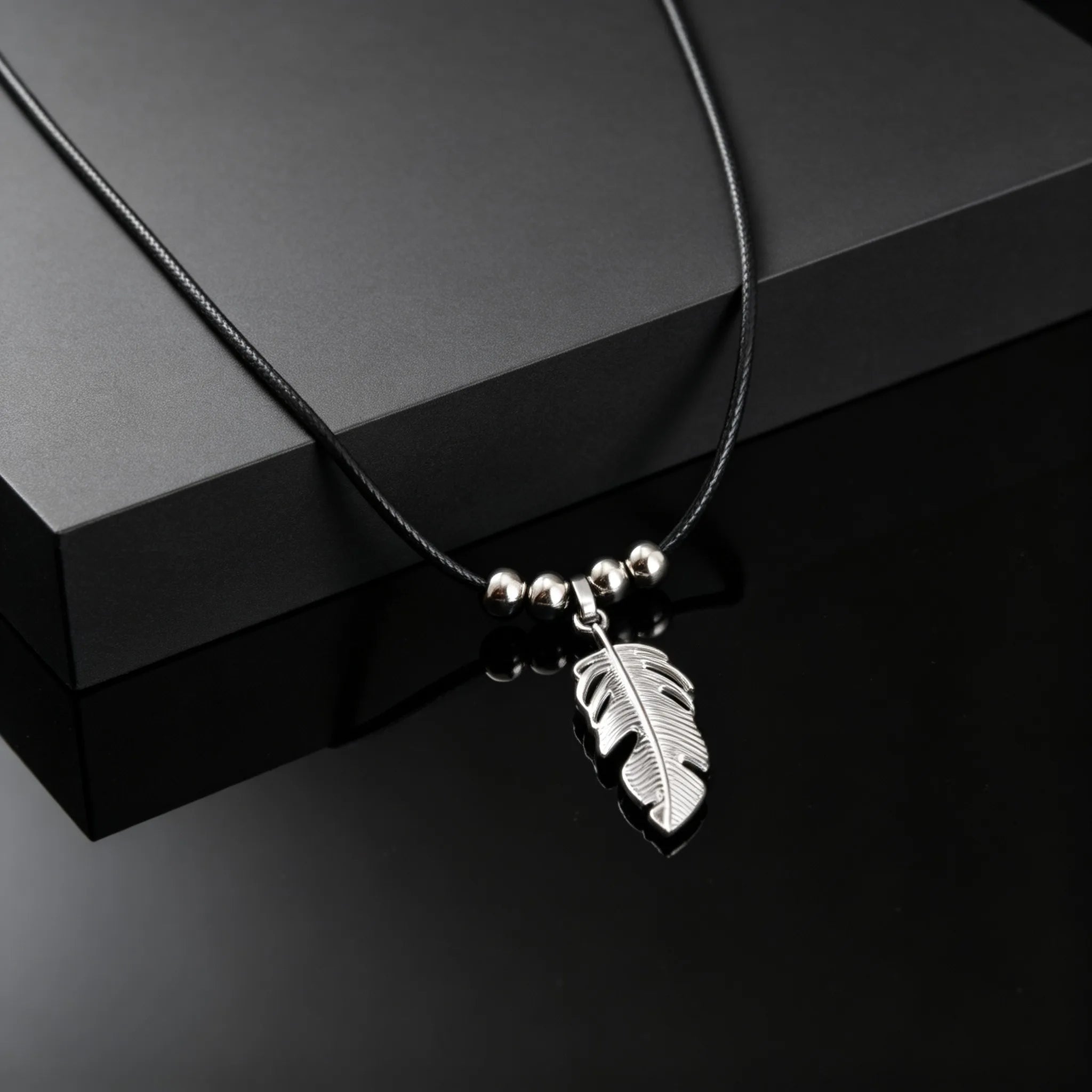Feather Stainless Steel Pendant Necklace
