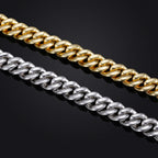 Bubble Cuban Link Bracelet 8mm — CZ Accents, Silver-Tone