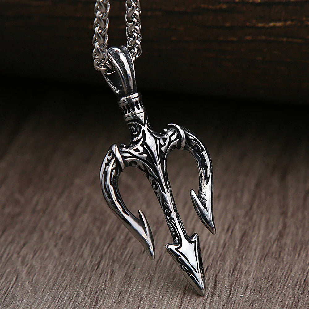 Greek Myth Steel Pendant Vintage Mythology Trident