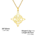 Double Amulet Protection Necklace Witch Knot Pentagram Tetragrammaton Stainless Steel Protection Jewerly Wholesale