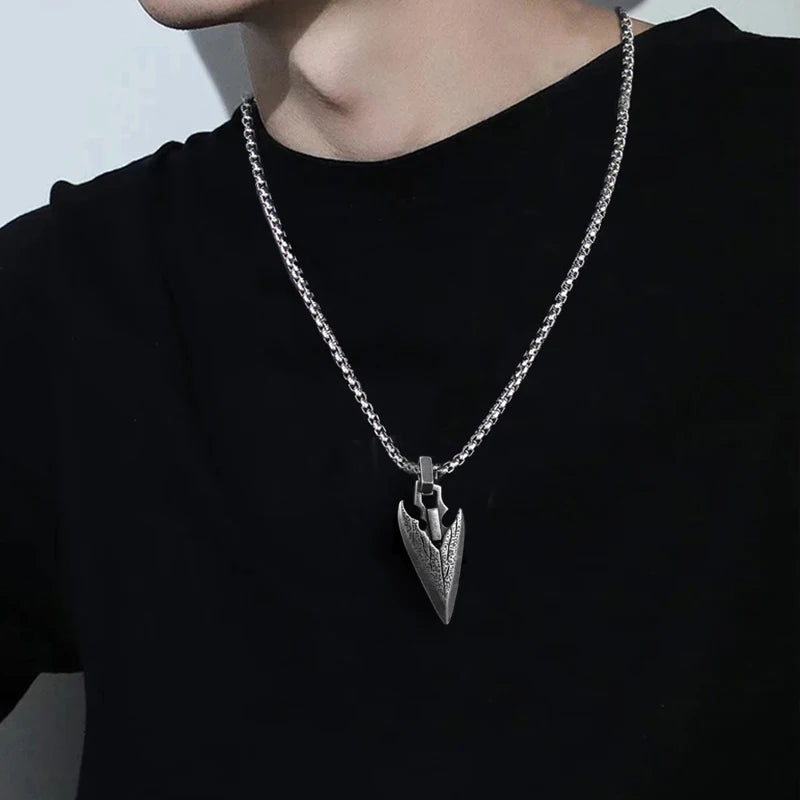 Silver Viking Spear Pendant Necklace Norse