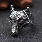 Viking Wolf Spiral Knot Amulet Ring — Stainless Steel