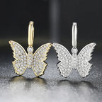 Cross Pendant Necklace Iced Out Butterfly CZ