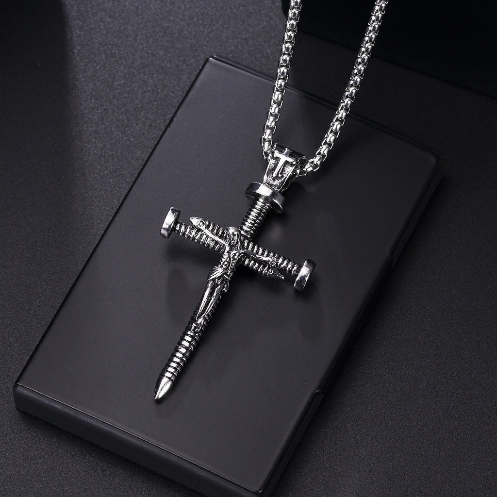 Christian Jesus Cross Necklace For Women Men Stainless Steel Chains Choker Religion Pendants Jewelry Prayer Baptism Gift