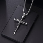 Christian Jesus Cross Necklace For Women Men Stainless Steel Chains Choker Religion Pendants Jewelry Prayer Baptism Gift