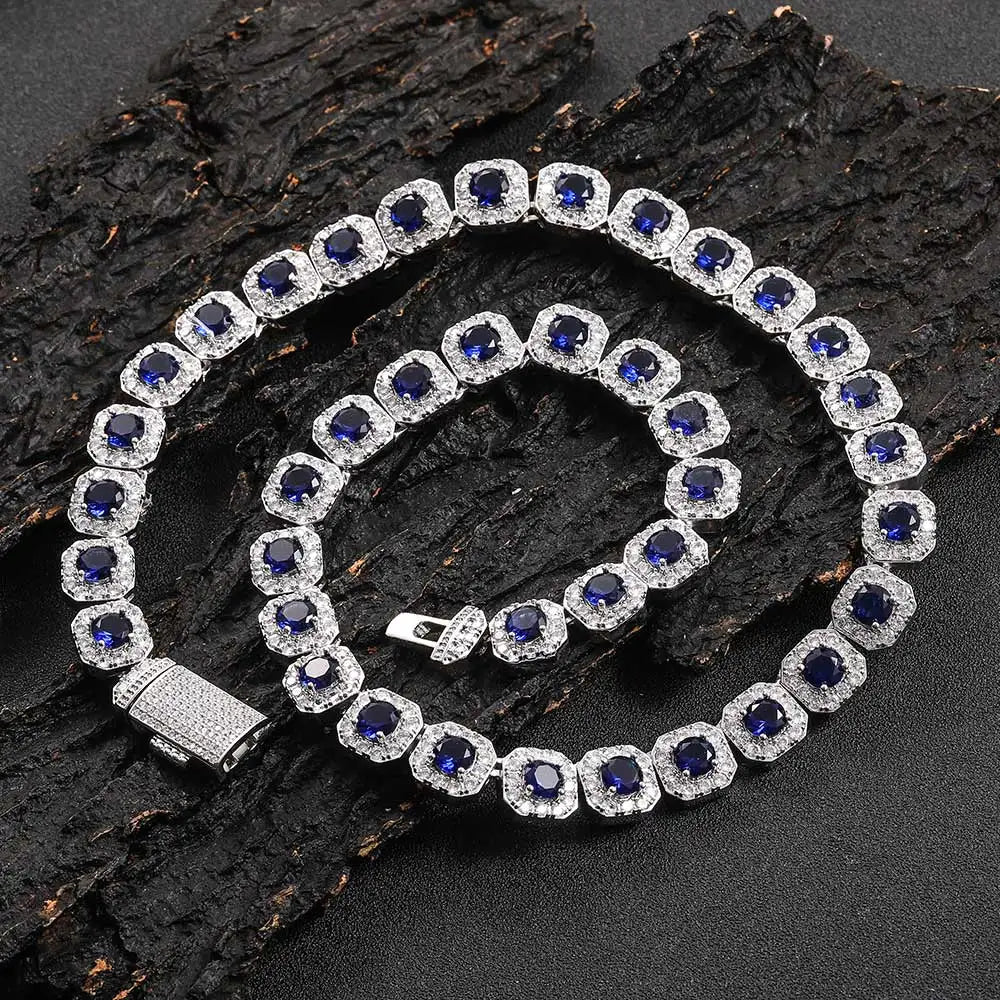 Tennis Chain Necklace Stainless Steel 12MM Cluster