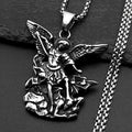Archangel Michael Amulet Necklace — Silver-Tone