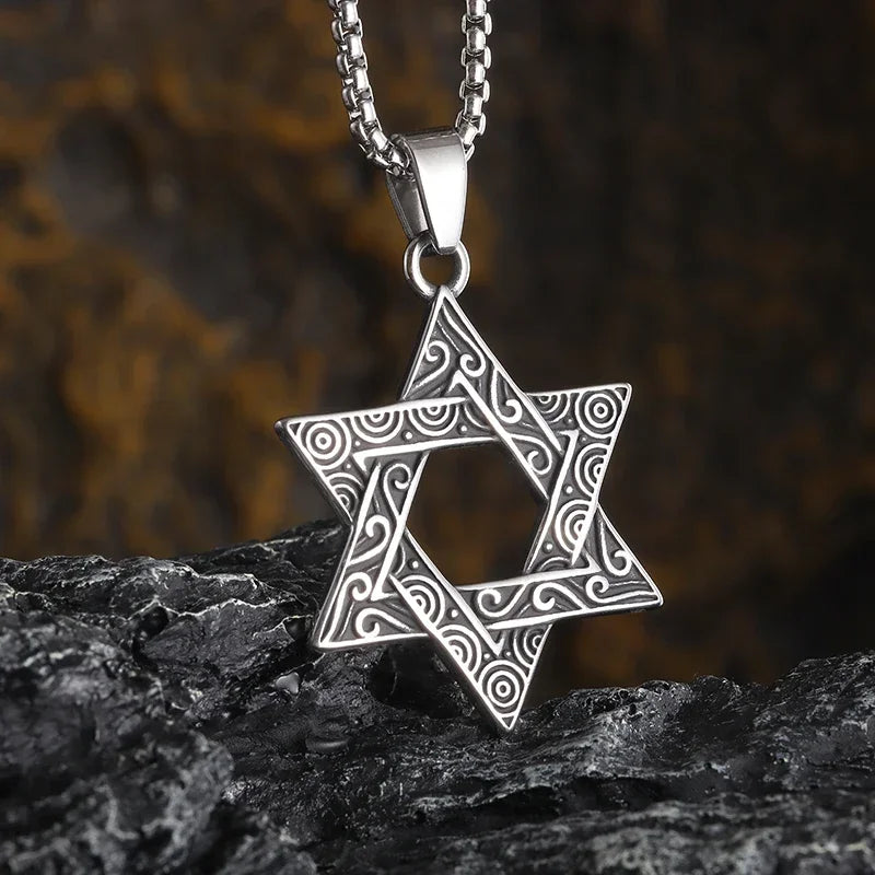 Hebrew Pentagram Star Pendant Necklace — Amulet