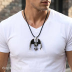 KALEN Vintage Gothic Fallen Angel Pendant Necklace For Men Stainless Steel Death Grim Reaper Wing Totem Charm Fashion Jewelry