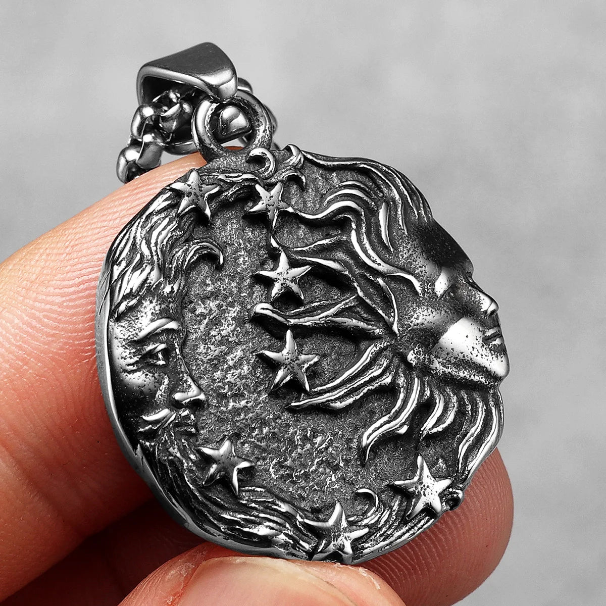 Greek Myth Sun Moon Pendant — Stainless Steel