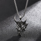 Japanese Hannya Mask Horn Men Necklaces Pendants Stainless Steel Chain Punk for Boyfriend Male Jewelry Creativity Gift Wholesale
