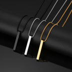 High Quality Stainless Steel Square Pendant Necklace for Men Women Blank Bar Couple Necklace Birthday Christmas Jewelry Gift