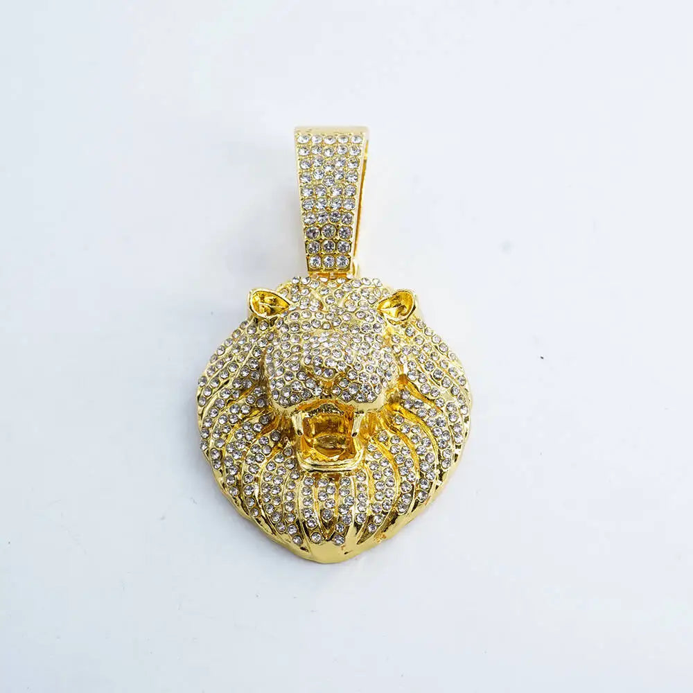 Iced Out D Lion Head Cuban Pendant