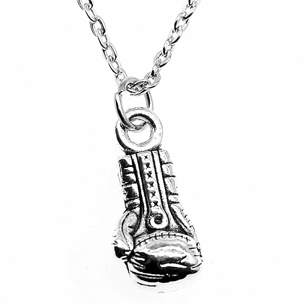 Boxing Gloves Pendant Necklace — Silver-Tone 22mm