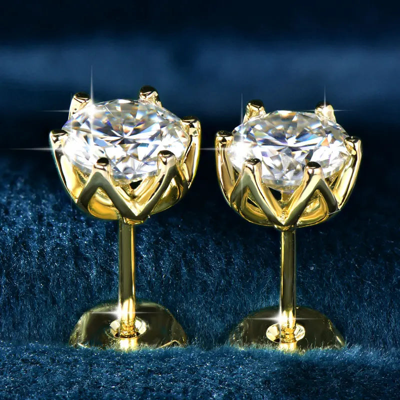 Rrjzz Certified 0.5CT-1CT D Color VVS1 Moissanite Stud Earrings 925 Sterling Silver Plated Hypoallergenic Earrings for Men Women