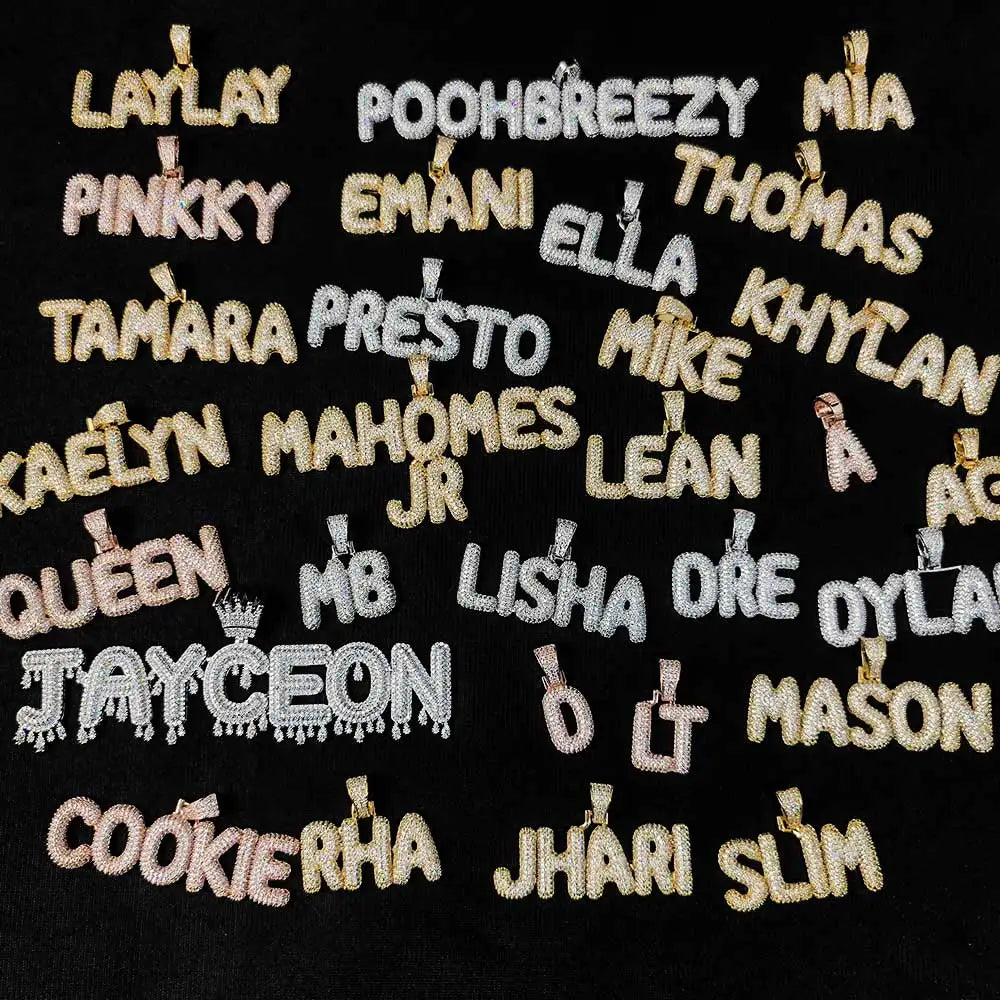 Iced Out Letter Pendant Necklace Name