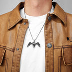 Skull Gothic Wings Pendant Necklace Stainless Steel