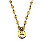 Gold Coffee Bean Chain Necklace New Design Hollow Oval Pendant Stainless Steel Jewelry Minimalist Unisex Streetwear