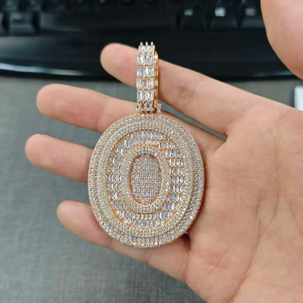 UWIN Customized Initials Baguettecz Pendant Necklaces Iced Out 2 Tone Letters Charms for Men Fashion Jewelry