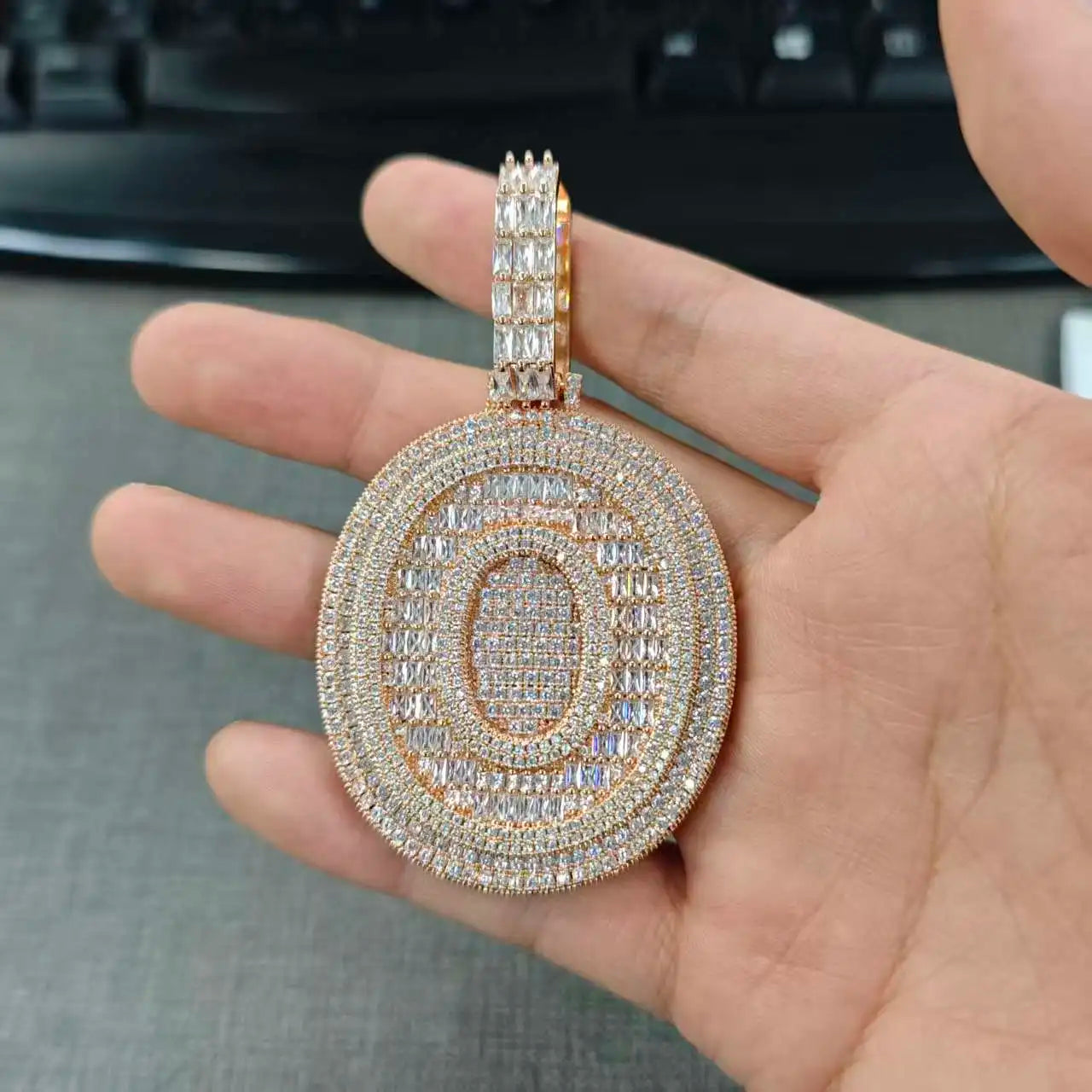 UWIN Customized Initials Baguettecz Pendant Necklaces Iced Out 2 Tone Letters Charms for Men Fashion Jewelry
