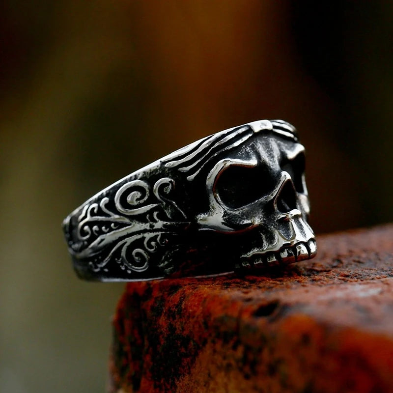 Men Vintage Hip Hop Rings Biker Party Halloween Jewelry Gift New Men Gothic Punk Stainless Steel Skeleton Horror Skull