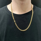 Gold Stainless Steel Cuban Chain Necklace 4-8MM