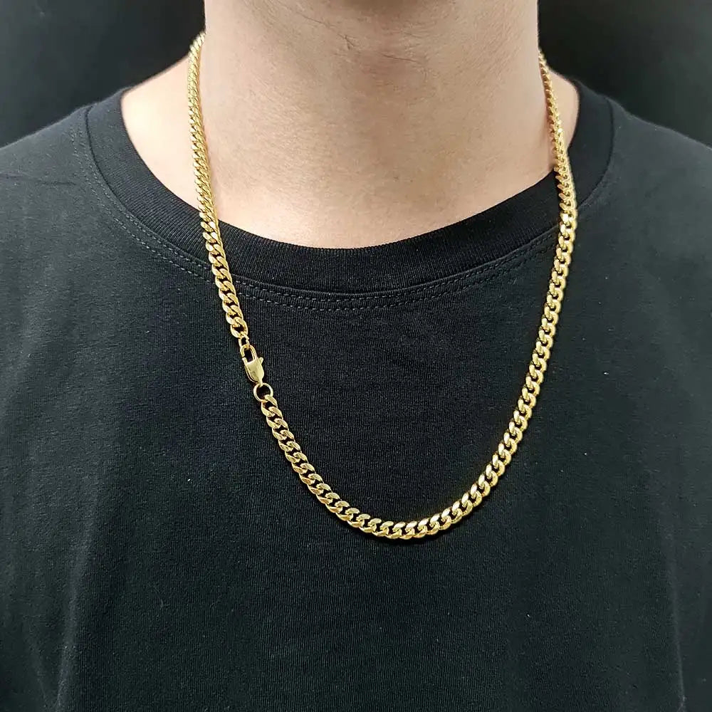Gold Stainless Steel Cuban Chain Necklace 4-8MM