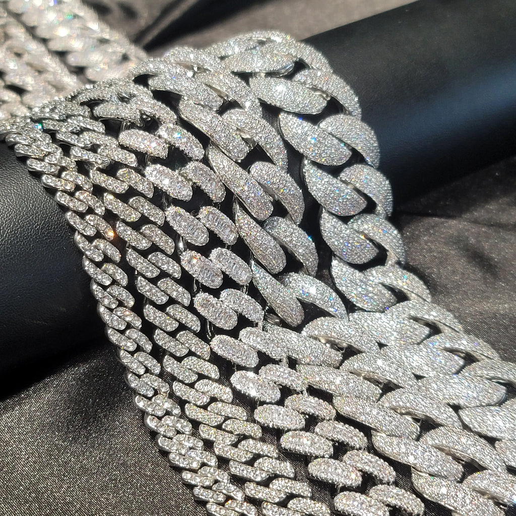 Fashion Hip Hop Miami Cuban Necklace Chain Full Diamonds 9mm 12mm 15mm 20mm 24mm Pendant Chains Long Buckle Closure Jewelry Gift