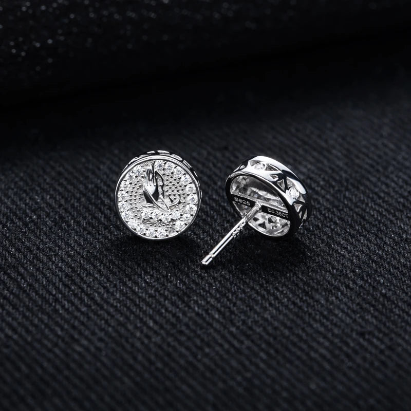 Iced Out Prayer Hand Earrings — 925 Silver