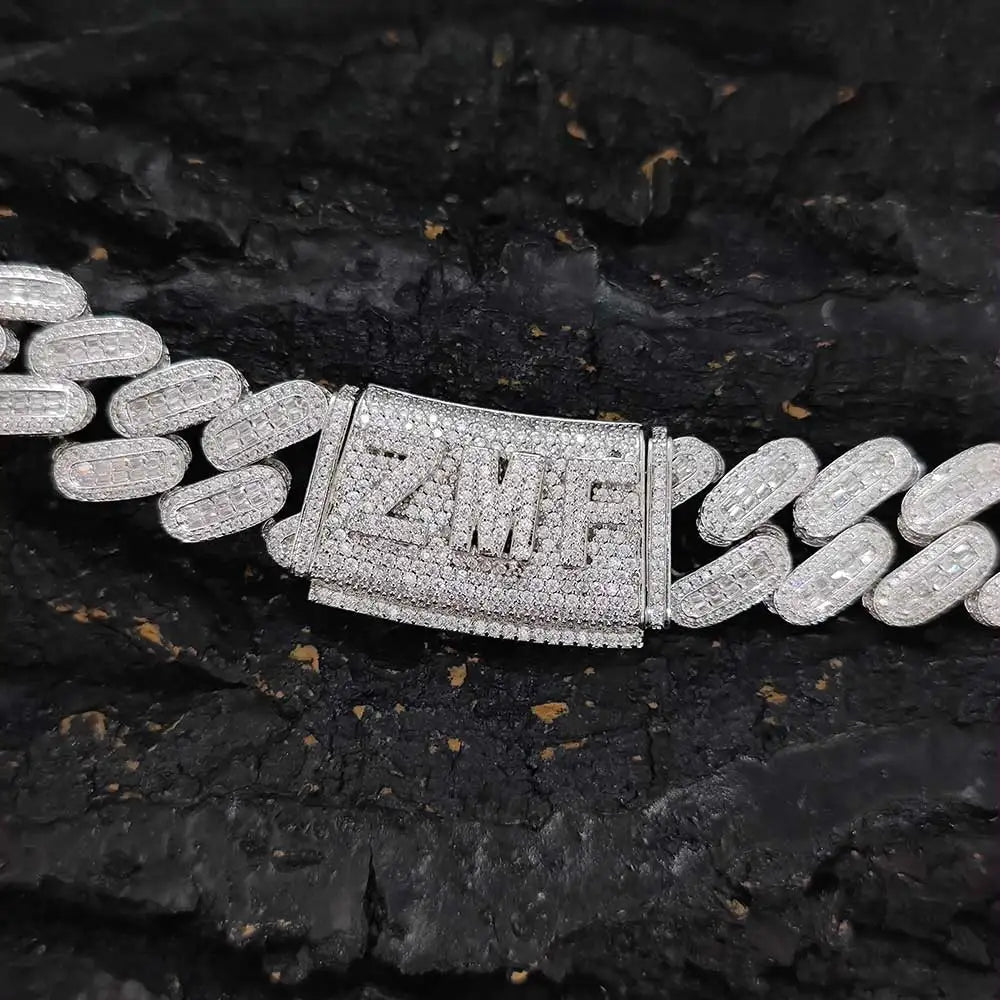 Iced Out Cuban Chain Necklace Stainless Steel 18MM