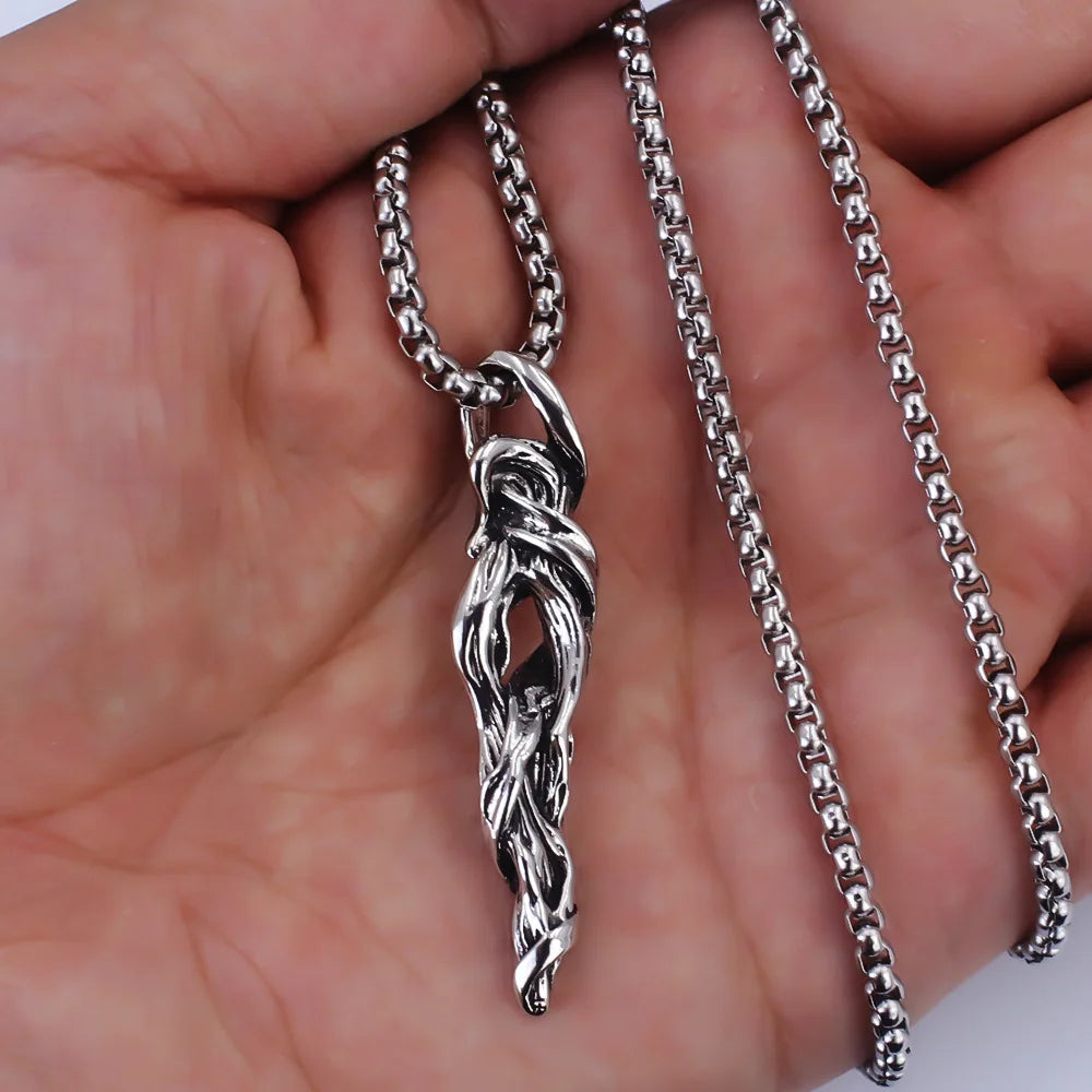 Silver Vintage Box Chain Pendant Necklace Minimal