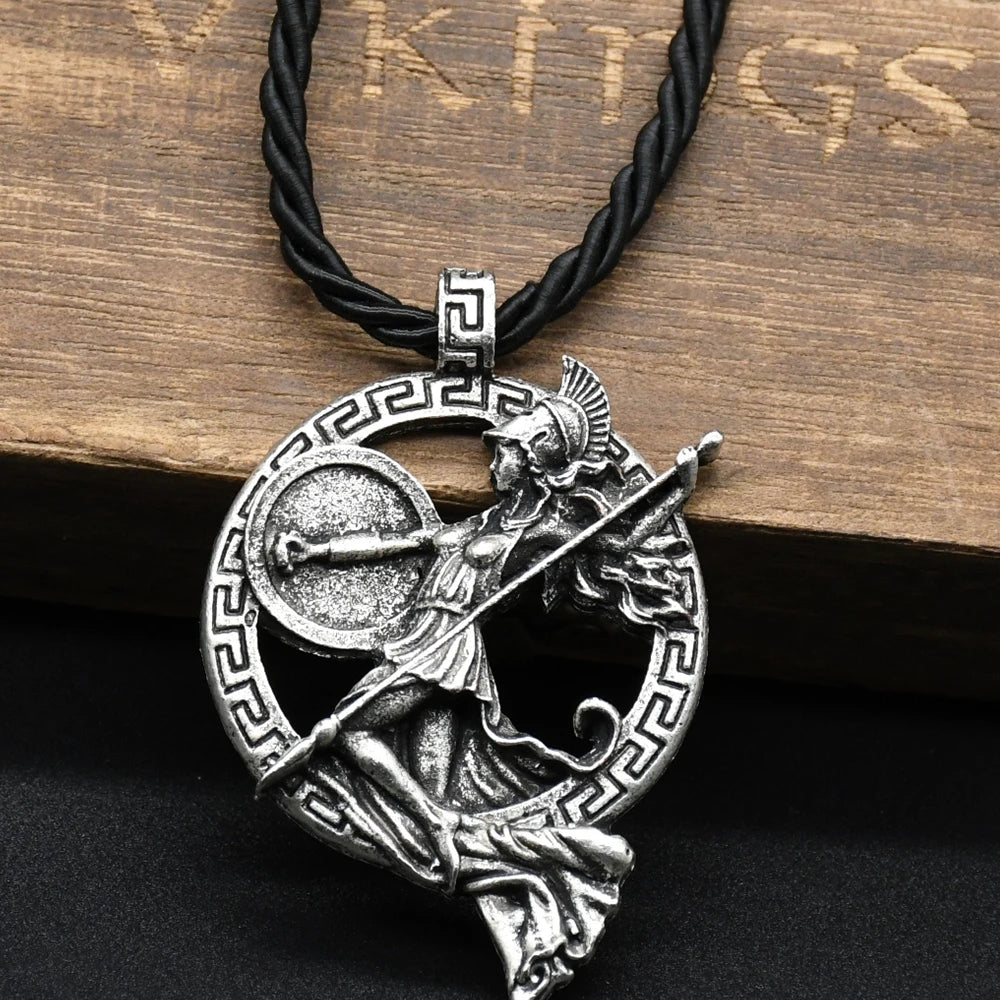 1pcs Warrior Goddess Minerva Necklace Greek Mythology Men's Necklace Roman Jewelry Men's Pendant Jewelry