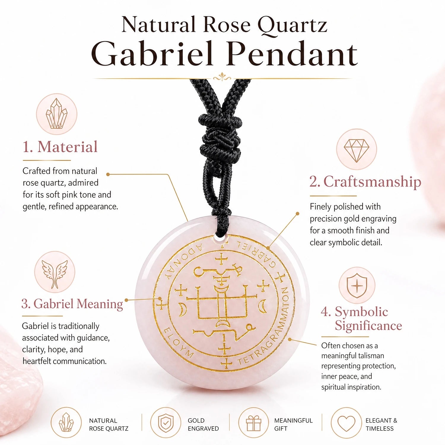Iced Out Archangel Gabriel Pendant Necklace 30mm