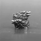 Viking Double Head Raven Huginn Muninn Ring Men's Vintage Stainless Steel Punk Hip Hop Celtic Biker Fashion Rings